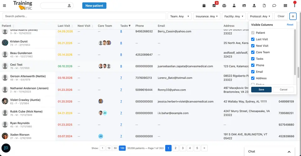 Show, hide, and reorder columns from the column picker; the selection is driven by the PANEL_CONFIG secret.